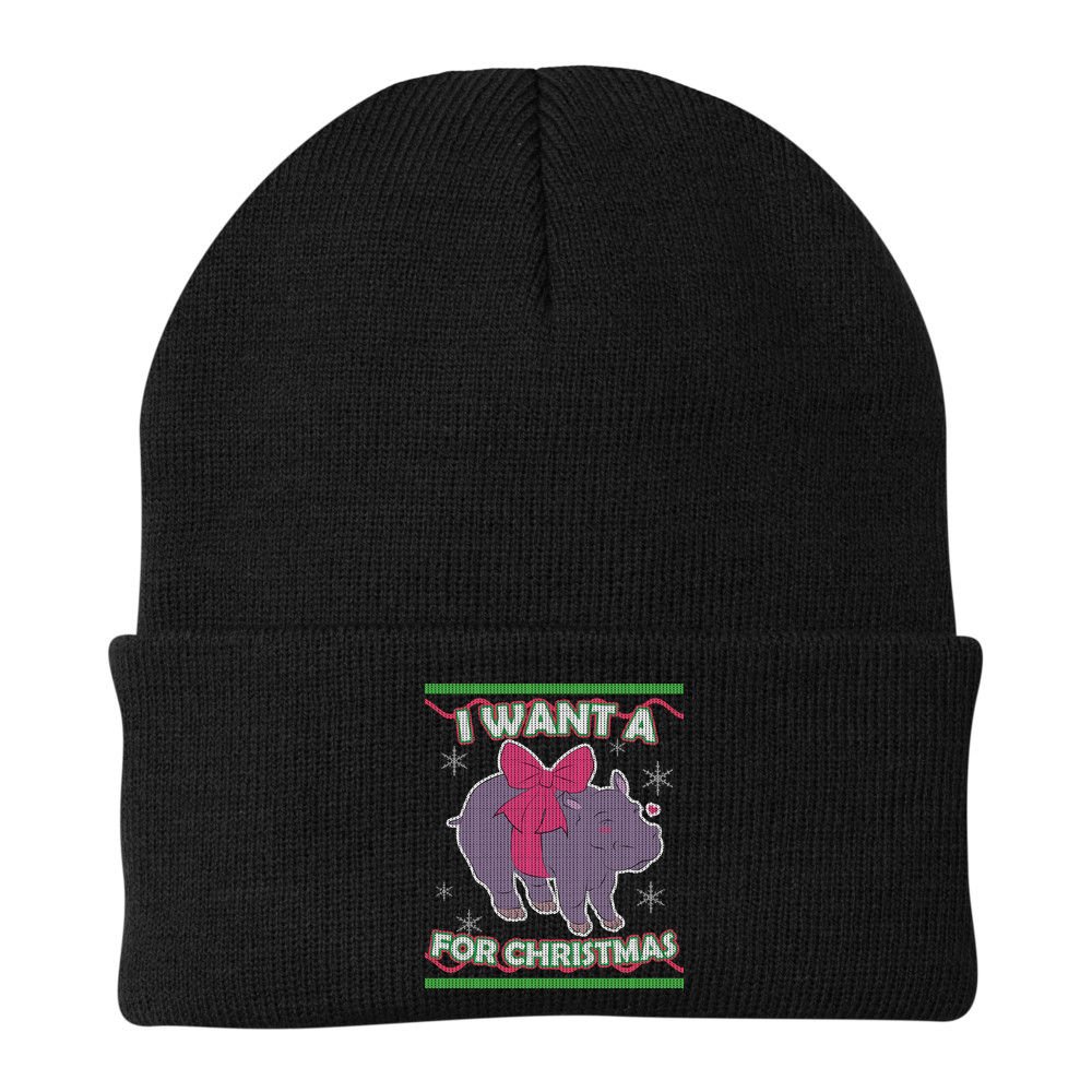 I Want A Hippopotamus Ugly Christmas Sweater Beanie