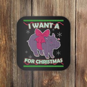 I Want A Hippopotamus Ugly Christmas Sweater Coaster