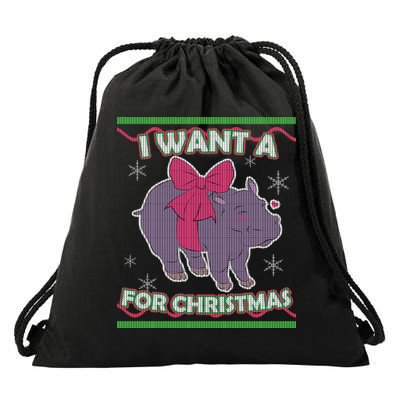 I Want A Hippopotamus Ugly Christmas Sweater Drawstring Bag