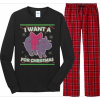 I Want A Hippopotamus Ugly Christmas Sweater Long Sleeve Pajama Set