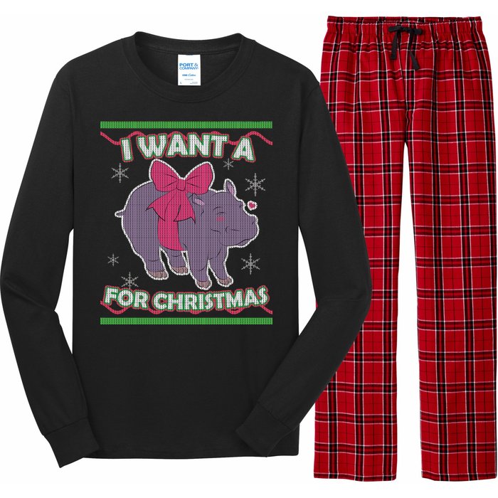 I Want A Hippopotamus Ugly Christmas Sweater Long Sleeve Pajama Set