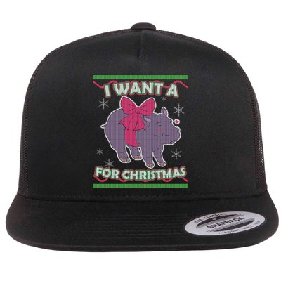 I Want A Hippopotamus Ugly Christmas Sweater Flatbill Hat