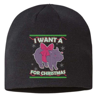 I Want A Hippopotamus Ugly Christmas Sweater Sustainable Beanie