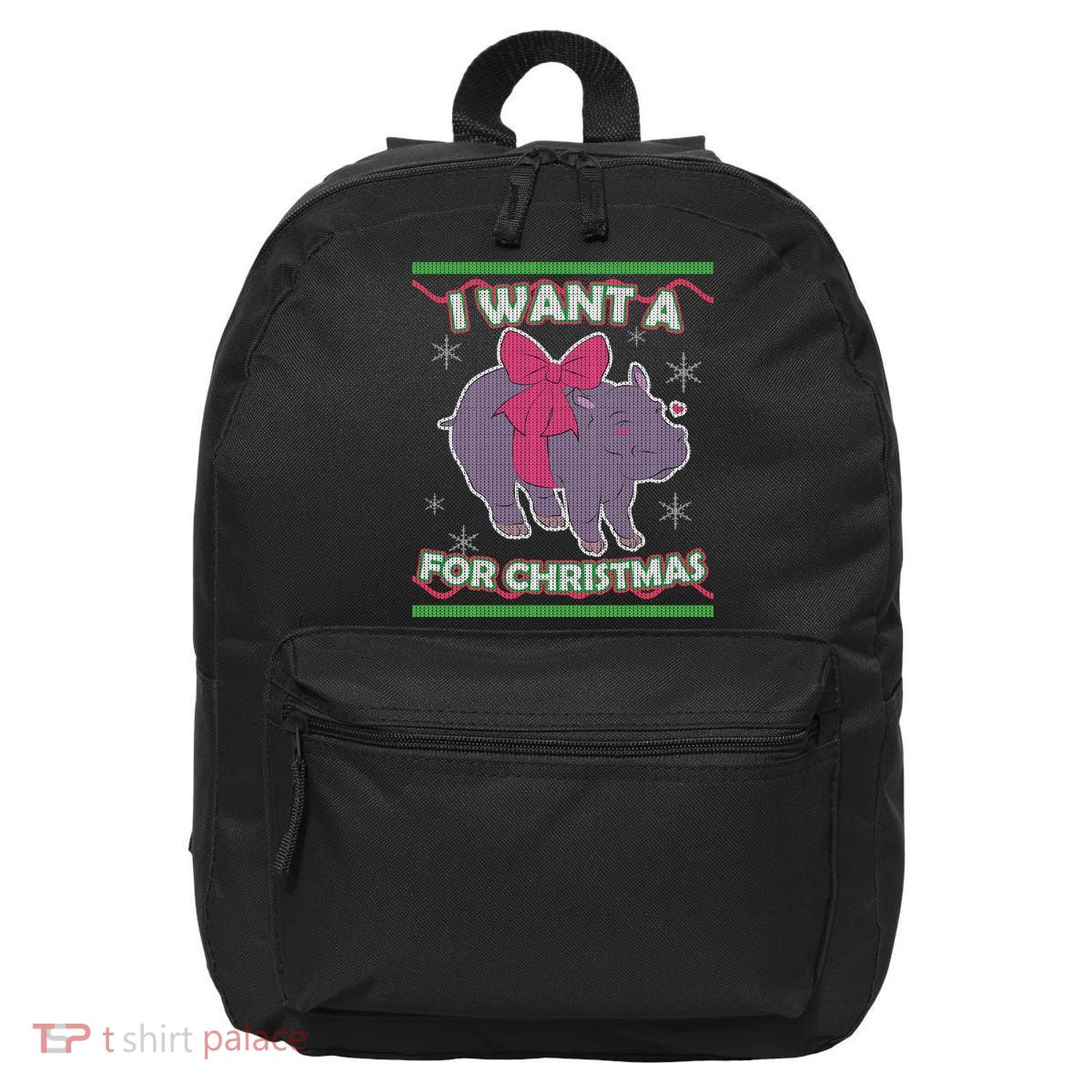 I Want A Hippopotamus Ugly Christmas Sweater 16 in Basic Backpack