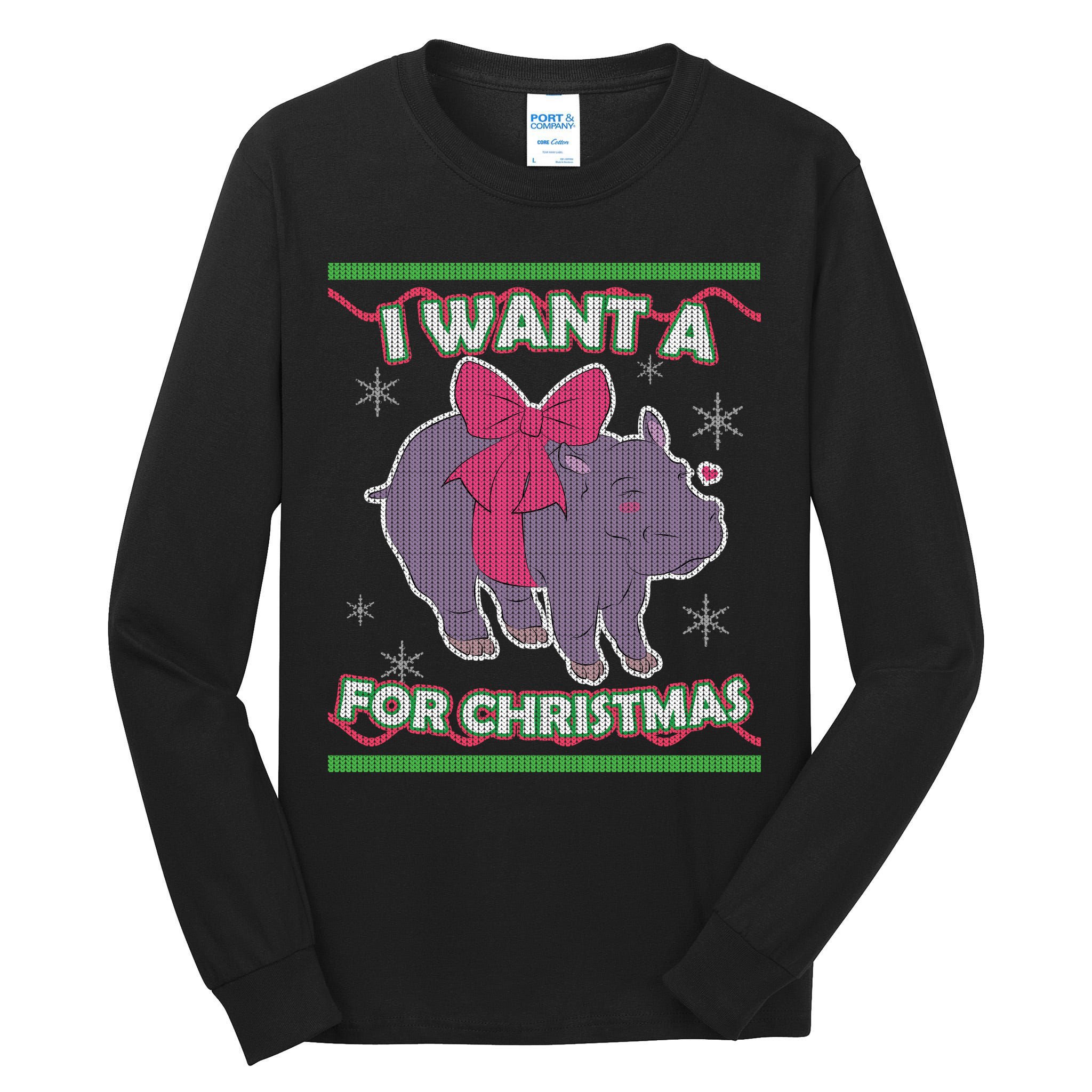 I Want A Hippopotamus Ugly Christmas Sweater Tall Long Sleeve T-Shirt