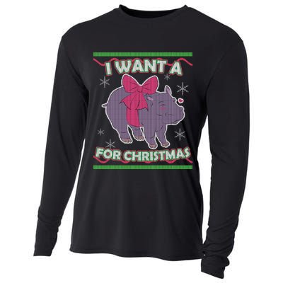 I Want A Hippopotamus Ugly Christmas Sweater Cooling Performance Long Sleeve Crew