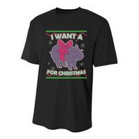 I Want A Hippopotamus Ugly Christmas Sweater Youth Performance Sprint T-Shirt