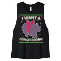 I Want A Hippopotamus Ugly Christmas Sweater Women's Racerback Cropped Tank