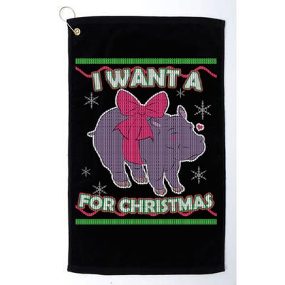 I Want A Hippopotamus Ugly Christmas Sweater Golf Towel