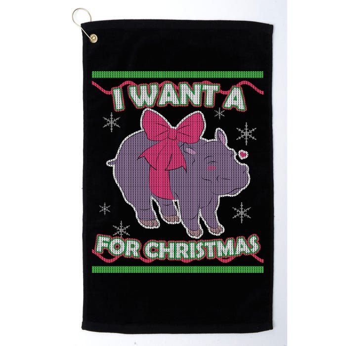 I Want A Hippopotamus Ugly Christmas Sweater Golf Towel