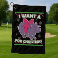 I Want A Hippopotamus Ugly Christmas Sweater Golf Towel