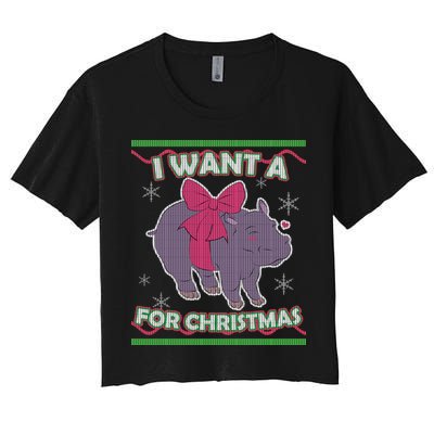 I Want A Hippopotamus Ugly Christmas Sweater Crop Top