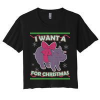 I Want A Hippopotamus Ugly Christmas Sweater Women's Crop Top Tee