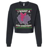 I Want A Hippopotamus Ugly Christmas Sweater Cropped Pullover Crew