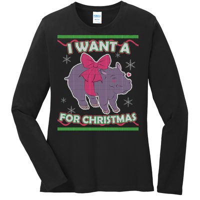 I Want A Hippopotamus Ugly Christmas Sweater Ladies Long Sleeve Shirt