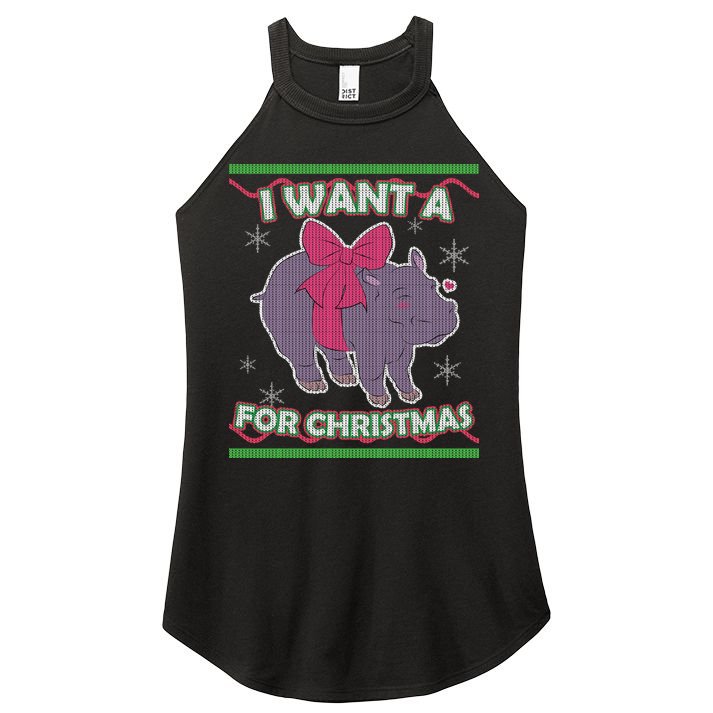 I Want A Hippopotamus Ugly Christmas Sweater Women's Perfect Tri Rocker Tank