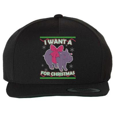 I Want A Hippopotamus Ugly Christmas Sweater Wool Snapback Cap