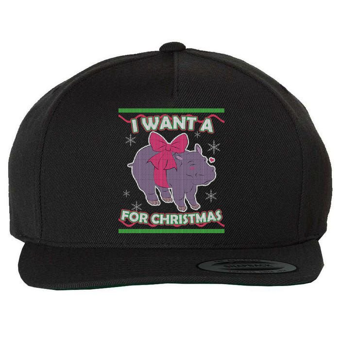 I Want A Hippopotamus Ugly Christmas Sweater Wool Snapback Cap