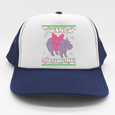 I Want A Hippopotamus Ugly Christmas Sweater Trucker Hat