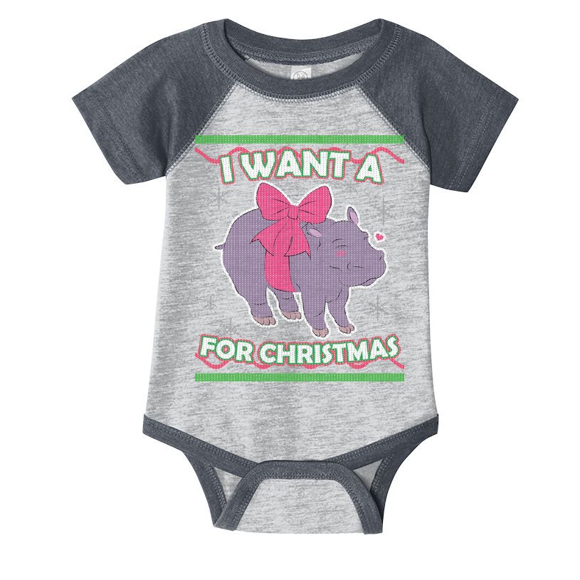 I Want A Hippopotamus Ugly Christmas Sweater Infant Baby Jersey Bodysuit