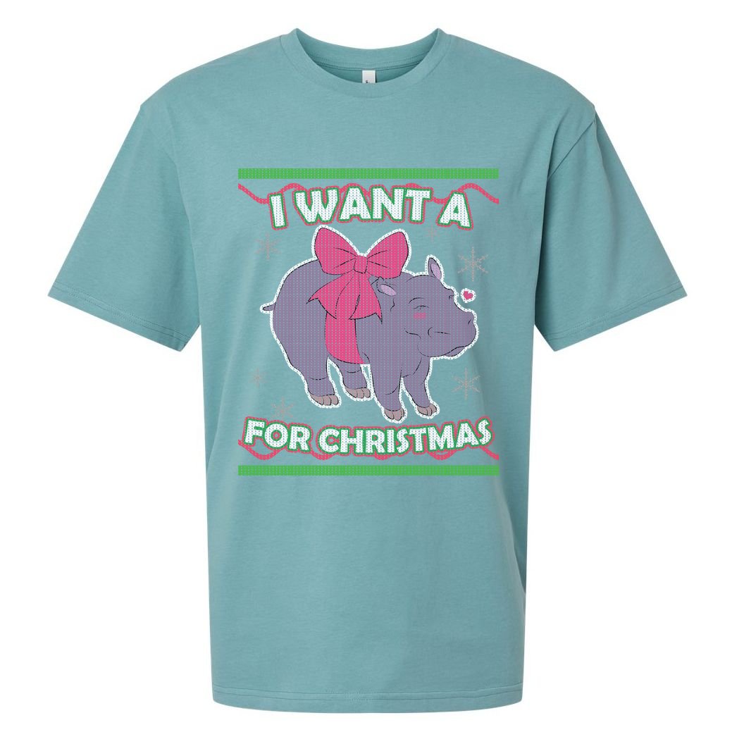 I Want A Hippopotamus Ugly Christmas Sweater Sueded Cloud Jersey T-Shirt