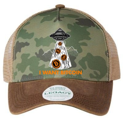 I Want Bitcoin BTC Crypto Currency UFO Legacy Tie Dye Trucker Hat