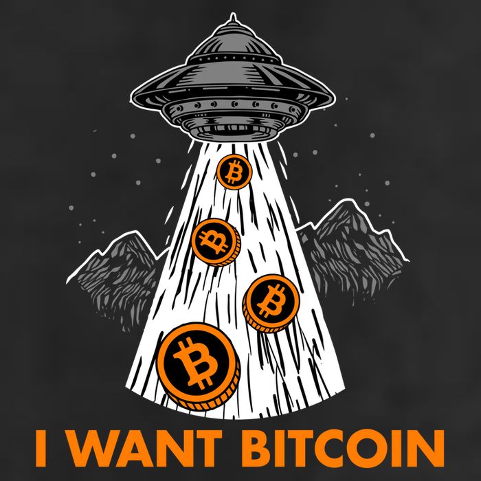 I Want Bitcoin BTC Crypto Currency UFO Garment-Dyed Heavyweight T-Shirt