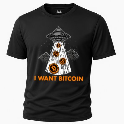 I Want Bitcoin BTC Crypto Currency UFO Performance Shirt