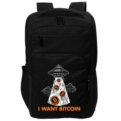 I Want Bitcoin BTC Crypto Currency UFO Impact Tech Backpack