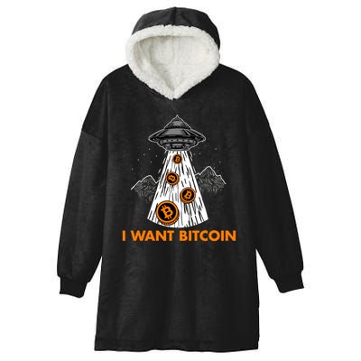 I Want Bitcoin BTC Crypto Currency UFO Hooded Wearable Blanket