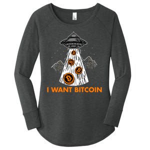 I Want Bitcoin BTC Crypto Currency UFO Women's Perfect Tri Tunic Long Sleeve Shirt