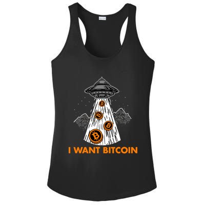 I Want Bitcoin BTC Crypto Currency UFO Ladies PosiCharge Competitor Racerback Tank