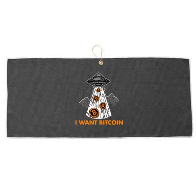 I Want Bitcoin BTC Crypto Currency UFO Large Microfiber Waffle Golf Towel