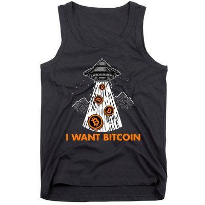 I Want Bitcoin BTC Crypto Currency UFO Tank Top
