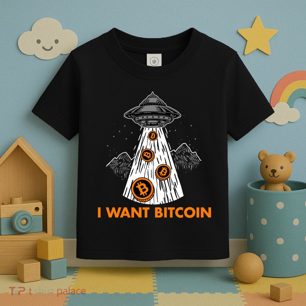 I Want Bitcoin BTC Crypto Currency UFO Toddler T-Shirt