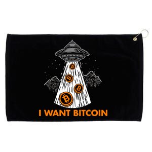 I Want Bitcoin BTC Crypto Currency UFO Grommeted Golf Towel