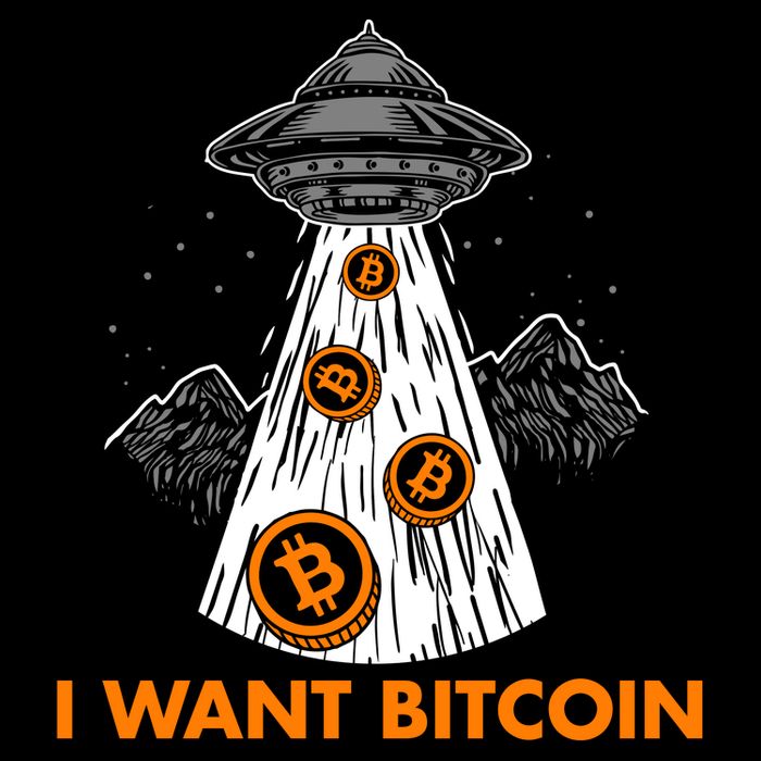 I Want Bitcoin BTC Crypto Currency UFO Womens T-Shirt