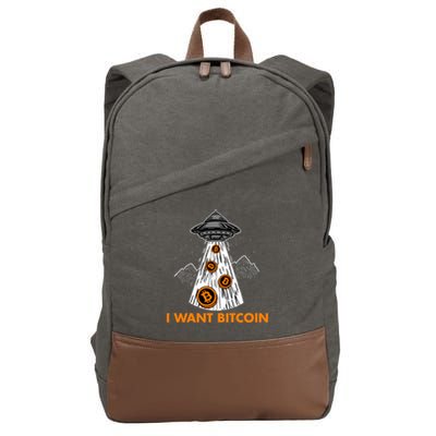 I Want Bitcoin BTC Crypto Currency UFO Cotton Canvas Backpack