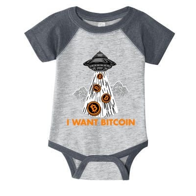 I Want Bitcoin BTC Crypto Currency UFO Infant Baby Jersey Bodysuit