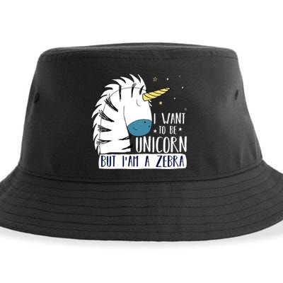 I Want To Be A Unicorn But I'm A Zebra Funny Sustainable Bucket Hat