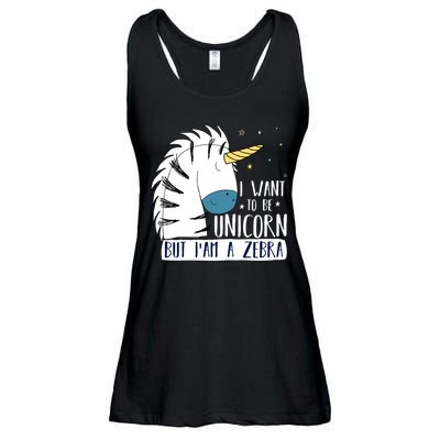 I Want To Be A Unicorn But I'm A Zebra Funny Ladies Essential Flowy Tank