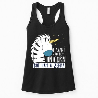 I Want To Be A Unicorn But I'm A Zebra Funny Womens Tank Top