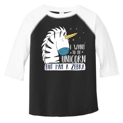 I Want To Be A Unicorn But I'm A Zebra Funny Toddler Fine Jersey T-Shirt