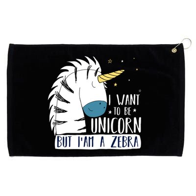 I Want To Be A Unicorn But I'm A Zebra Funny Grommeted Golf Towel