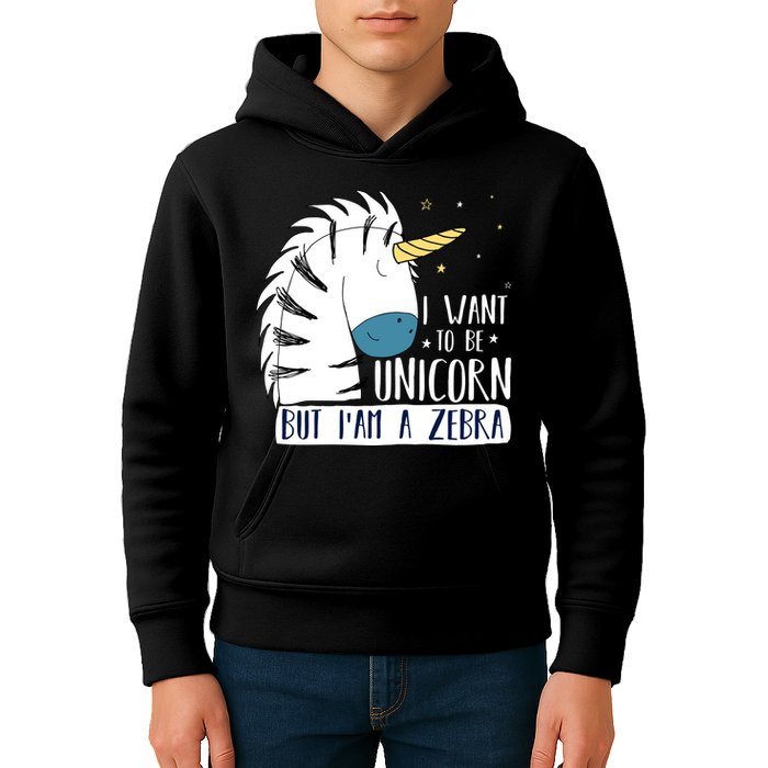 I Want To Be A Unicorn But I'm A Zebra Funny Kids Hoodie