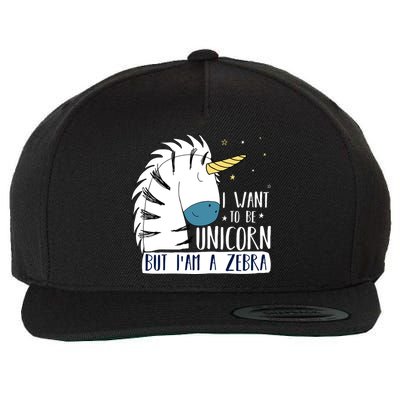 I Want To Be A Unicorn But I'm A Zebra Funny Wool Snapback Cap