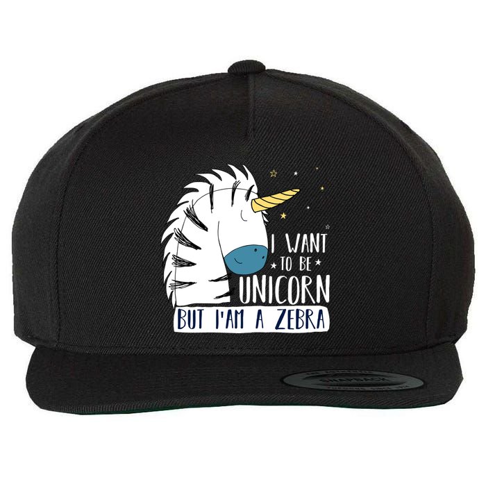 I Want To Be A Unicorn But I'm A Zebra Funny Wool Snapback Cap
