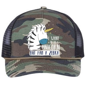 I Want To Be A Unicorn But I'm A Zebra Funny Retro Rope Trucker Hat Cap