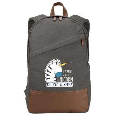 I Want To Be A Unicorn But I'm A Zebra Funny Cotton Canvas Backpack
