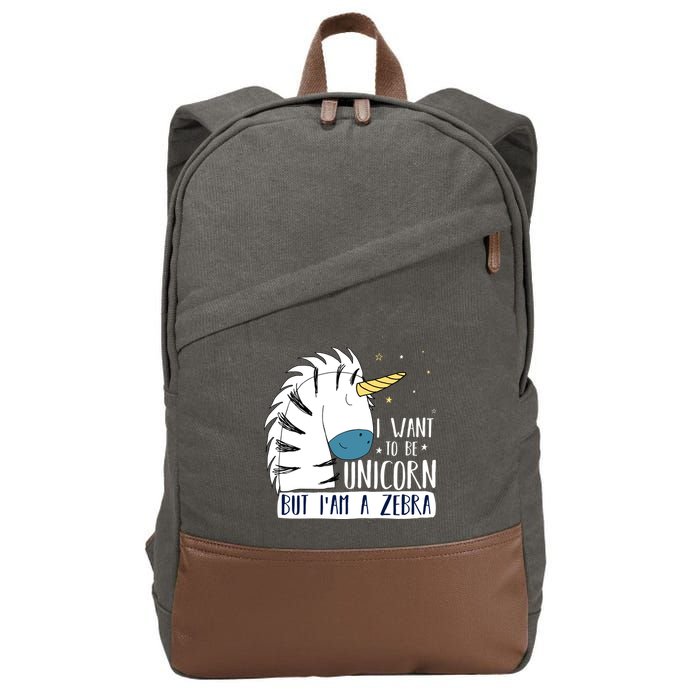 I Want To Be A Unicorn But I'm A Zebra Funny Cotton Canvas Backpack